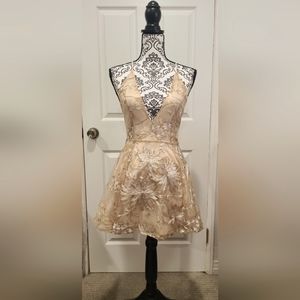 Lucy in the Sky Champagne Floral Mini Dress